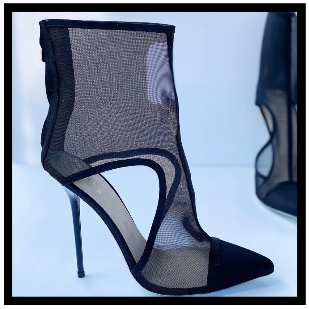 Giannico mesh bootie with stiletto heel